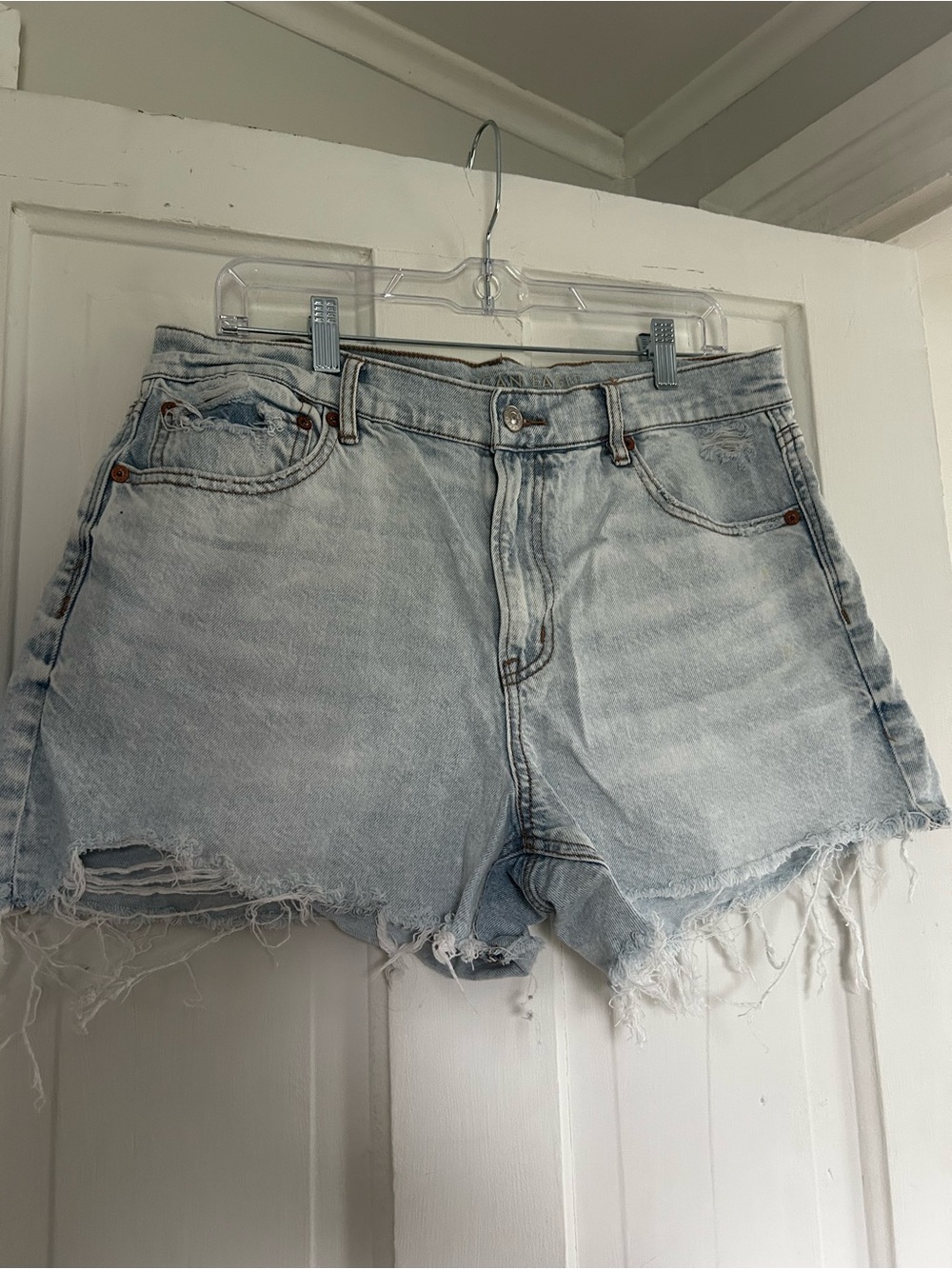American Eagle Outfitters Light Blue Distressed Denim Shorts